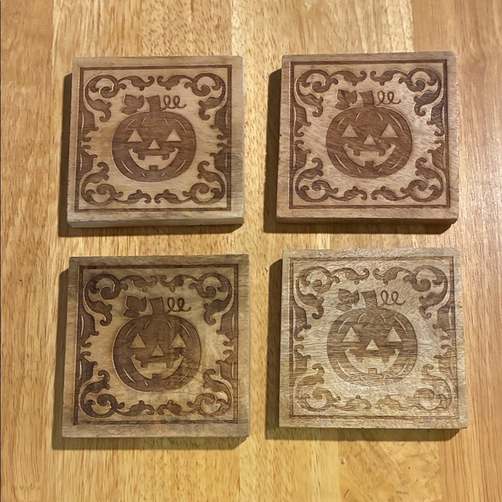 Rustic Brown Pumpkin Coasters